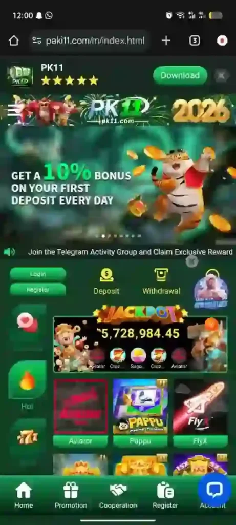 Paki11 game free casino app interface on mobile