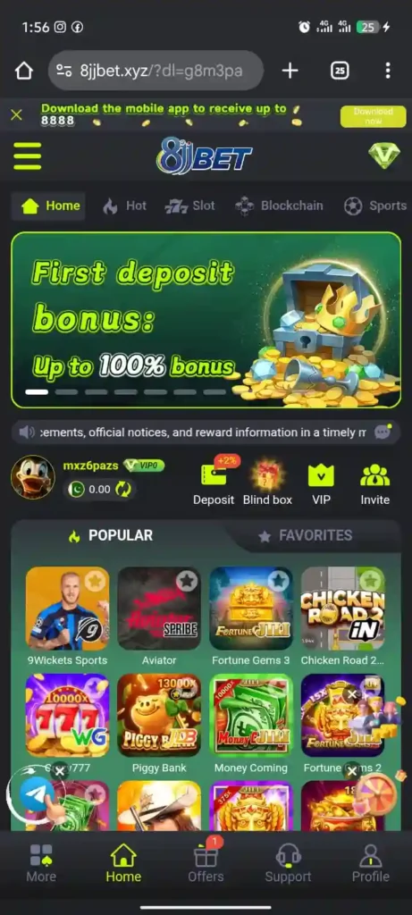 8jj bet game interface screenshot